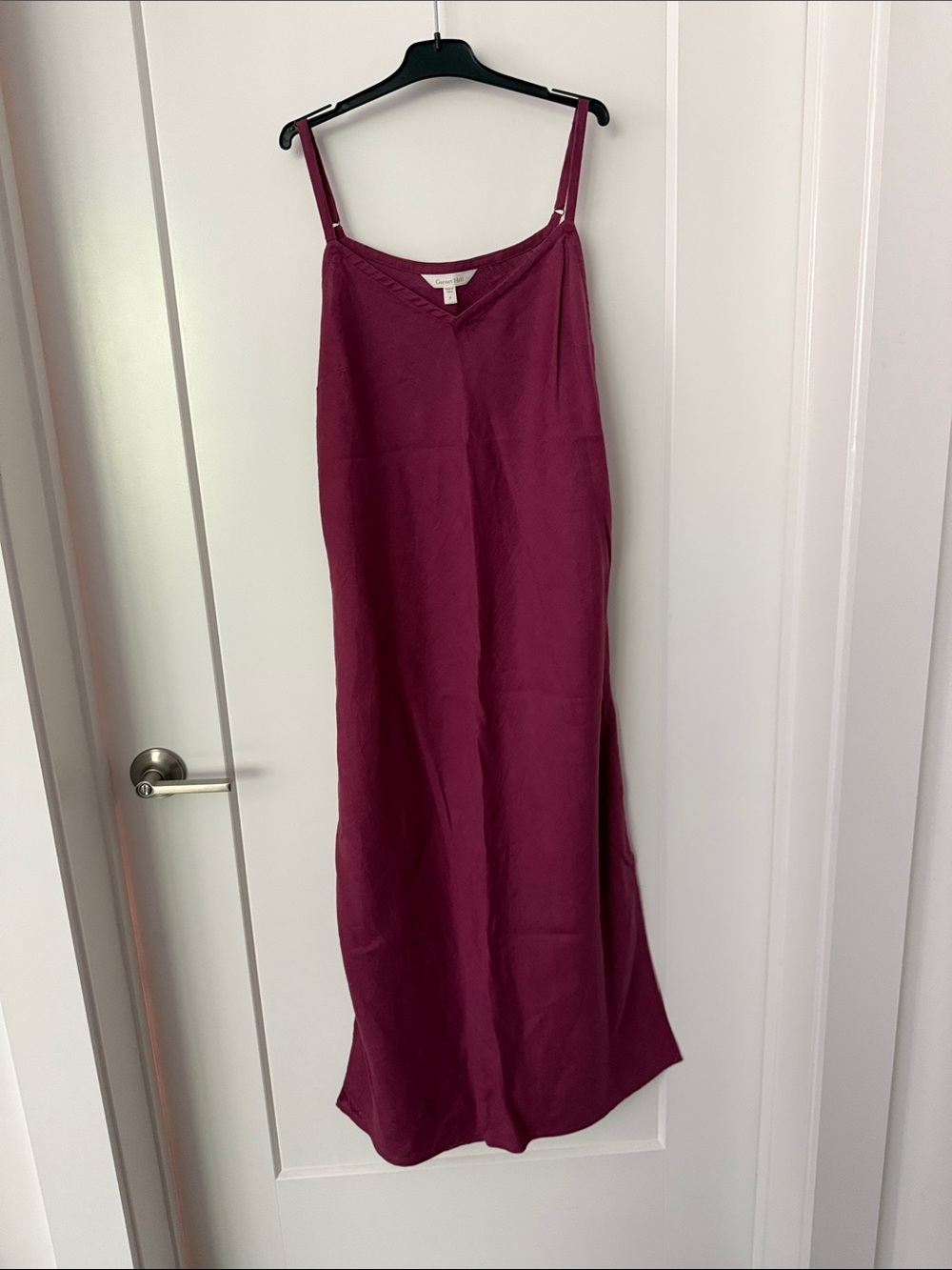 Garnet Hill Burgundy Slip Maxi Dress with Adjustable Straps